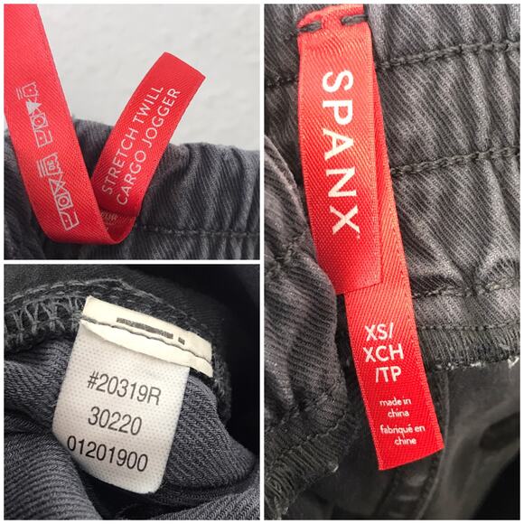 Spanx Stretch Twill Cargo Jogger Pull-On Pants Faded Washed Black Cropped XS - Picture 10 of 16